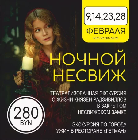 Ночной Несвиж в Минске 17 февраля