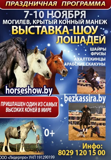 Выставка-шоу лошадей "Осень-2024" мерапрыемство у Магілёў 7 лістапада – анонс мерапрыемства на BezKassira.by