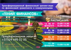 Трансформационный финансовый тренинг-игра с 13 по 29.02.2024  in  Minsk 13 february 2024 of the year